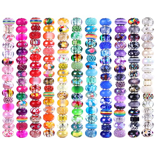 European Large Hole Spacer Charm Fairy Wands Rhinestone Craft Beads for DIY Bracelet Jewelry Making (11 Color 200 Pieces) - color: 11 Color 200 Pieces