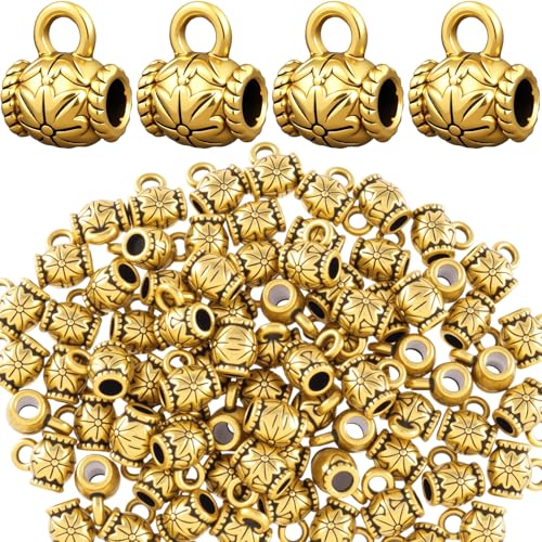 Joez Wonderful Links Bail Beads, Hypoallergenic Alloy Column Spacer Beads - color: Style D, 100 Gold