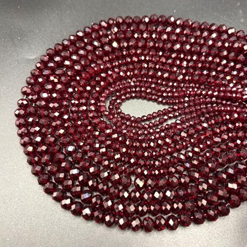 1040PCS Assorted Size Glass Beads, 4/6/8mm Crystal Glass Beads for Jewelry Making, Briolette Crystal Spacer Loose Bulk Beads for DIY Crafts, Suncatchers, Red Color - color: Dark red