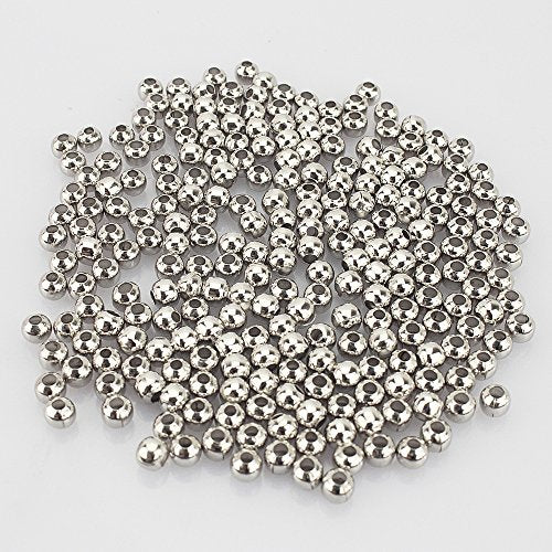 LolliBeads (R) Platinum Smooth Round Metal Beads 4 mm 600 Pcs - color: Platium 600 Pcs 4mm