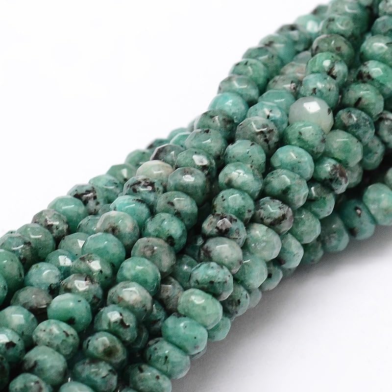 115pcs Natural Jade Disk Stone Beads 4x2mm Rondelle Faceted Dyed Stone Loose Spacer Beads for Jewelry Making Design Bracelet Necklace Keychain Phone Chain Lanyard Ornament, Cadet Blue - color: Cadet Blue