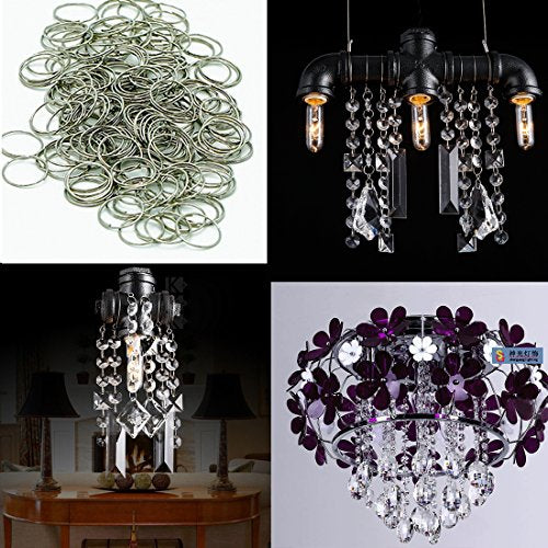 H&D 500pcs Round Edged Split Circular Ring Clips for Crystal Lamps, Crystal Curtain, Crystal Garland, Necklaces, Keys, Earrings, Jewelry Making and Craft Ideas (14mm, Silver) - color: Silver