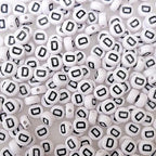 200+ Pieces 4x7mm Single D Letter Beads for Jewelry Making, White Round Acrylic Bulk Alphabet (Black on White) - size: Single letter D 200+ Pcs