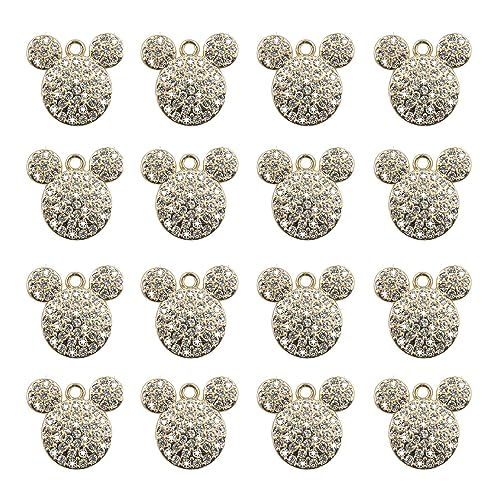 16-Pcs Crystal Jewelry Making Charms Silver Pendant Charm For Women Making Jewelry Crafts Rhinestone Charms - color: Mouse