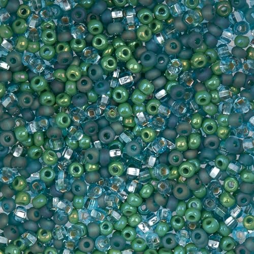 John Bead 8/0 Czech Glass Seed Beads 22 Grams Retro Blue Mix for DIY Arts Crafts Jewelry Bracelets Necklaces Earrings Phone Charm Making - color: Retro Blue Mix