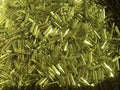 Czech Bugle Beads 40 gr / 1.4 oz Glass Tube Size #3 7mm (Lime Green Silver Lined) - color: Lime Green Silver Lined