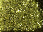 Czech Bugle Beads 40 gr / 1.4 oz Glass Tube Size #3 7mm (Lime Green Silver Lined) - color: Lime Green Silver Lined