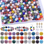 AIPRIDY Jewelry Making Beads Set, 300 PCS 10mm Rhinestone Clay Beads, 8mm Mixed Color Spacer Beads with Pearl and Floral Beads for DIY Jewelry Making (Random Mixed) - color: Random Mixed