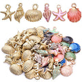 60pcs Alloy Ocean Starfish Seashell Conch Charms Colorful Enamel Ocean Life Sea Animal Pendants Charms Craft Supplies for Woman DIY Jewelry Making Birthday Wedding Party Favor Gifts
