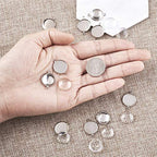 FASHEWELRY 10 Sets Brass Bezel Pendant Trays 14mm Dome Clear Glass Cabochon Blank Base Connector Cover for DIY Jewelry Making - color: 14mm-10 Sets