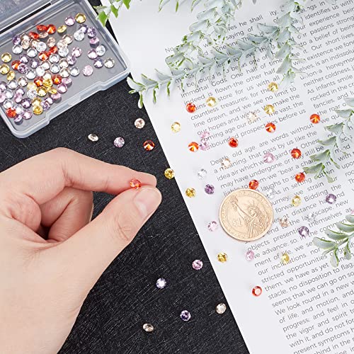 PandaHall 6 Colors 5mm Cubic Zirconia Stone Pointed Back Rhinestones 120pcs Round Faceted Stone Crystal Diamante Rhinestones for Earring Bracelet Pendants Jewelry Embellishment DIY Craft Making