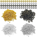 2000Pcs Round Rondelle Crimp Beads for Jewelry Finding,Tiny Crimps Stopper Beads Clamp Caps End Stopper Tiny Brass Spacer Beads 1.5mm Hole for DIY Jewelry Making,Bracelet Necklace Earring - color: 2000pcs;Gold,Silver,White K,Antique bronze