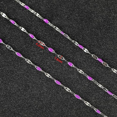 UMAOKANG 16.4 Feet Chains for Making Jewelry Stainless Steel Chain Roll with Jump Rings and Lobster Clasps Women Necklace Bracelet DIY Jewelry Findings - color: Steel-Purple
