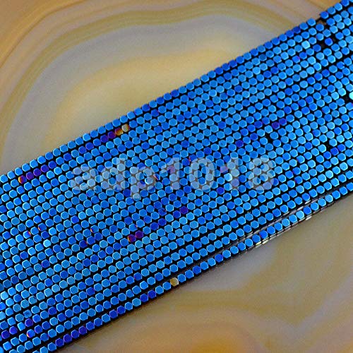 AD Beads Natural Hematite Gemstone Faceted Square Cube Loose Beads 16" 2x2mm 4x4mm (2x2mm, Metallic Blue) - color: Metallic Blue, size: 2x2mm