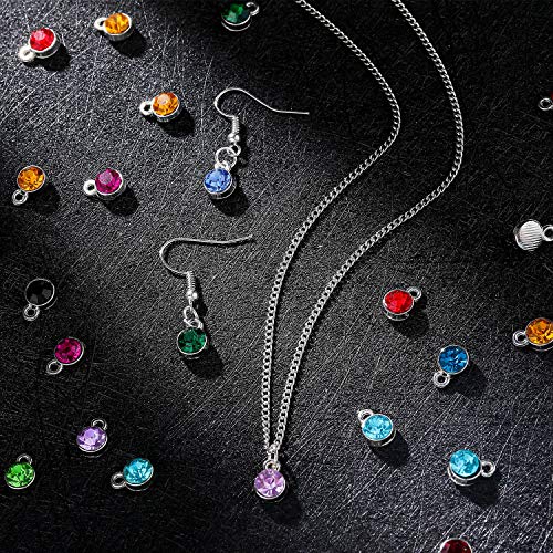 Hicarer 72 Pcs Crystal Birthstone Charms DIY Beads Pendant Crystal Charm for Jewelry Necklace Bracelet Earring Making, 7 mm - color: Dark Colors