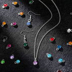 Hicarer 72 Pcs Crystal Birthstone Charms DIY Beads Pendant Crystal Charm for Jewelry Necklace Bracelet Earring Making, 7 mm - color: Dark Colors