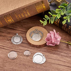 FASHEWELRY 6 Sets Tibetan Style Round Bezel Pendant Trays with Clear Glass Cabochon Dome Tiles for Photo Pendant Craft Jewelry Making - color: Heart & Flat Round