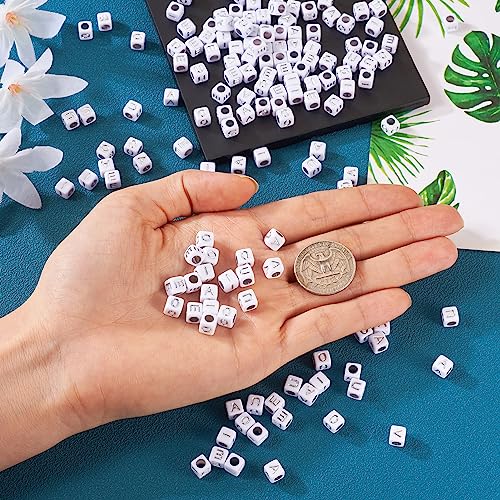 FASHEWELRY 500 Pcs Acrylic Cube Vowel Letter Beads, 6mm Silver Square Initial Alphabet Beads for Friendship Bracelet & Jewelry Making - color: 00-A/E/I/O/U-Silver, size: 6x6x6mm
