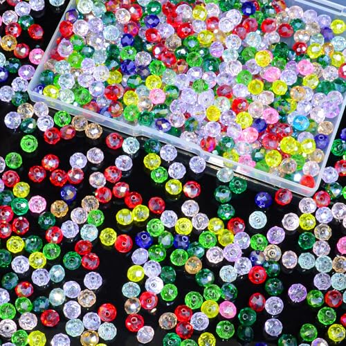 460Pcs Colors Random 8mm Crystal Glass Beads for Jewelry Making Beads for Bracelets Necklace Pendants Making Supplies(Mixed Colors) - color: Mixed Colors, size: 8mm 460pcs