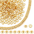 PH PandaHall 240pcs 18K Gold Disc Sapcer Beads, 4mm Flat Round Beads Heishi Rondelle Bead Solid Brass Bead Metal Spacers for Summer Stackable Necklace Bracelet Jewelry Making - size: 4mm