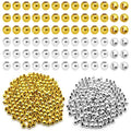 400Pcs Spacer Beads for Jewelry Making 6mm Metallic Plated Round Beads Seamless Smooth Loose Ball Beads Crimp Stopper Beads Metal Spacer Beads for DIY Earring Necklace Bracelet Making(Gold, Silver) - color: 6mm, Gold Silver