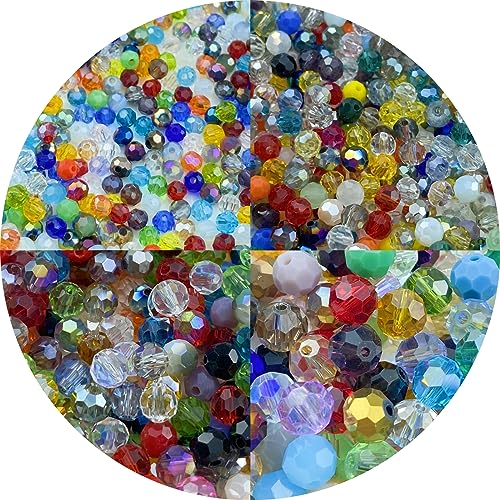 550pcs Round Crystal Glass Beads 3mm 4mm 6mm 8mm Round Faceted Spacer Beads for Jewelry Making Bracelet Earring Necklace Wind Chimes Suncatchers DIY Craft Making Supplies(Mix Colors Series) - color: Mix Colors Series, size: 3/4/6/8mm