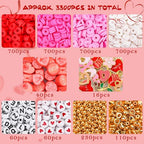 BONNY BOXX 3300PCs Valentine Day Clay Beads Set, Flat Round Disc Heishi Polymer Clay Beads with Letter Beads & Charms for Friendship Bracelet Making, Valentine Jewelry for DIY Crafts Birthday Gifts - color: Clay Beads Set - 003