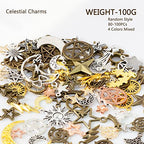 stino 100 G Mixed Style Metal Charms for Jewelry Making, Bulk Silver & Gold Plated, for Bracelet, Necklace, Earrings DIY Crafts - style: Celestial