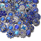 10PCs Mixed Style Rhinestones Snaps Jewelry Charms Buttons 18/20mm for Interchangeable Snaps Jewelry Making Women DIY Button Bracelets Necklaces Rings Brooch Accessories (Blue) - color: Blue