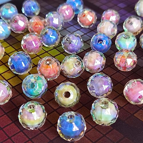 Mixed Lots Shiny AB Color Acrylic Faceted Bead DIY Beading Hairband Bracelets Necklace Craft Embelishment (Mixed Colors-1) - color: Mixed Colors-1