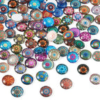 100Pcs/Set Flat Round Transparent Glass Cabochons with Pattern Eye Flatback Glass Dome Flatback Cab Beads for Photo Cameo Jewelry Making Necklace Ring DIY Crafts 12x4mm Random Flower - color: 100Pcs-12x4mm-Random Flower