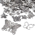 Jdesun 100g Craft Supplies Antique Silver Mixed Butterfly Charms Fly Insect Pendant Charms for DIY Necklace Bracelet Crafting,30-60pcs - style: Silver Butterfly Charms
