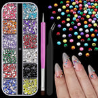 4000pcs 2mm Flatback Nail Art Rhinestones, Resin 3D Sparkling Nails Crystal Diamonds Gems Mini Charms with Tweezers and Dual-end Brush for Nail Art, Crafts Artwork DIY, Face Makeup Gems Jewels (6-K1) - color: 6-K1-soild-color