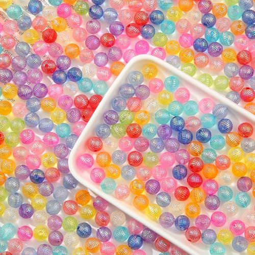 8mm Acrylic Beads 600pcs AB Color Transparent Bead Spacer Bubble Beads Plastic Crafts Bead for DIY Necklaces Bracelets Earrings Jewelry Making (Pink&Blue&Purple) - color: pink&blue&purple