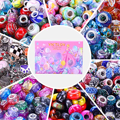 European Large Hole Beads Spacer Beads Charm Fairy Wands Beads Rhinestone Craft Beads for DIY Bracelet Jewelry Making (7 Style 150 Pieces) - color: 7 Style 150 Pieces
