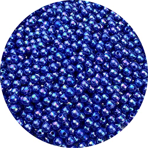 1000pcs Pearl Beads for Crafts 6mm AB Colors Round Loose Pearl Beads for Necklaces Bracelets Earrings Jewelry Making Home Decoration(Royal Blue AB) - color: Royal Blue AB, size: 6mm