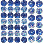 40 Pcs 20 mm Rhinestone Beads Bulk Crystal Round Disco Ball Chunky Bubblegum Beads for Pens Bracelets Charms Craft European Style Jewelry Making Supplies Christmas(Dark Blue) - color: Dark Blue