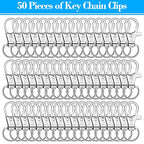 Anezus 100Pcs Key Chain Clip Hooks Swivel Lanyard Snap Hook Keychain Hooks for Lanyard Key Rings Crafting