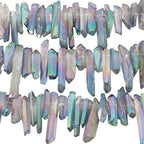 rockcloud Natural Rock Crystal Points Titanium Coated Clear Quartz Sticks Spikes Top Drilled 15 inch Strand,Green&AB Crystal - color: #34-Green&AB Crystal(Small)