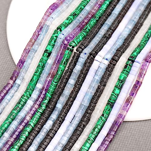 BONNY BOXX 150PCs Natural Aquamarine Spacer Beads, Loose Semi Precious Flat Round Gemstone Heishi Disc Stone Beads for Beading Jewelry Making 4mm*2mm - color: Aquamarine, size: 4MM*2MM