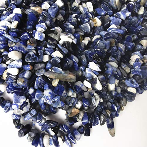 90 Inches Sodalite Irregular Shaped Crystal and Healing Tumbled Chip Stone Beads for Jewelry Making - color: Blue-Sodalite