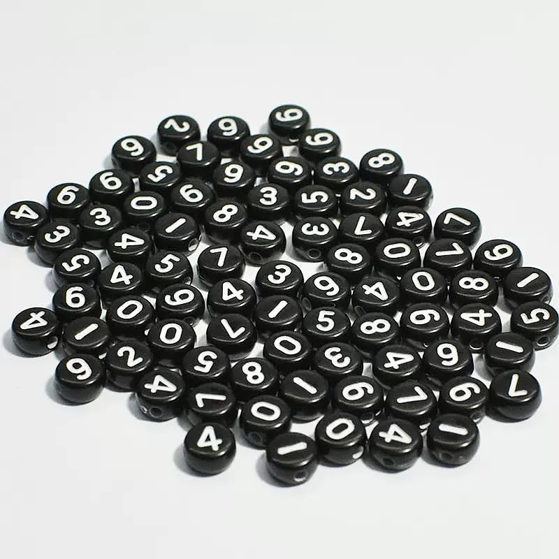 1000Pcs Acrylic Number Beads Round Number Round Beads 4x7mm Mixed Number Beads, for Jewelry Bracelets Necklaces Key Chains Making (Black White) - color: Black White