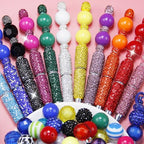 305Pcs 20mm Beads for Pens Making with Rondelle Spacer Beads Mixed Acrylic Focal Bubblegum Bead Crystal Round Sparkly Chunky Bead for Pens Beadable Necklace Keychain DIY Craft Jewelry Making Supplies - color: Rainbow