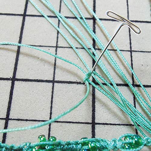 The Beadsmith Mini Macrame Combo - Bead Board 7.5 x 10.5 inches - Box of 40 T-pins 1.75 inches - Bracelet Project & Instructions Included - Ideal for securing & creating Macrame and Knotting Creations - size: 7.5" x 10" Board & 40 Pins