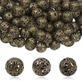 TOAOB 100pcs 10mm Antique Bronze Filigree Hollow Ball Beads Round Metal Loose Spacer Beads for DIY Crafts Bracelets Necklaces Earrings Jewelry Making - color: Antique bronze, size: 10mm