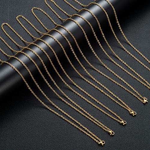 20 Pack Necklace Chains Gold Plated Stainless Steel Cable Chain Necklace Bulk for Jewelry Making, 20 Inches - size: 20 Inches