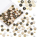Sureio 114 Pcs Alloy Alphabet Letter Beads 8 mm Flat Round with Letter A-Z Plated Metal Initial Loose Spacer Beads for DIY Bracelet Necklace Earring Jewelry Craft Making(Black, Gold) - color: Black, Gold