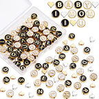 Sureio 114 Pcs Alloy Alphabet Letter Beads 8 mm Flat Round with Letter A-Z Plated Metal Initial Loose Spacer Beads for DIY Bracelet Necklace Earring Jewelry Craft Making(Black, Gold) - color: Black, Gold