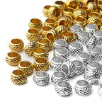 100pcs Tibetan Alloy Large Hole Rondelle Spacer Beads European Tube Spacers Column Loose Beads Jewelry Beads Spacers for Bracelet DIY Jewelry Making(7.5×4.5mm, Hole:4.5mm)