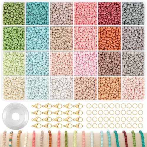 TEXGIZRLY 3mm Glass Seed Beads for Jewelry Making, Friendship Bracelet Making Kit for Girls Adults, 24 Colors Bead Bracelet Kit for DIY Crafts Gifts (3MM-A) - size: Seed Beads 3MM-A